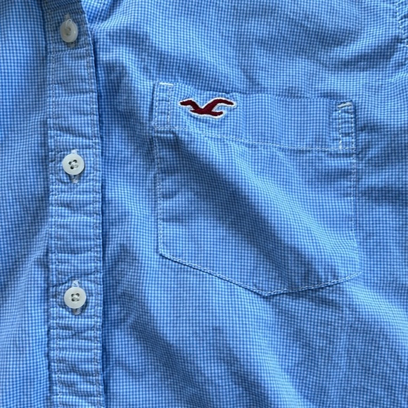 Hollister California gingham button up blouse, size medium - Picture 2 of 6
